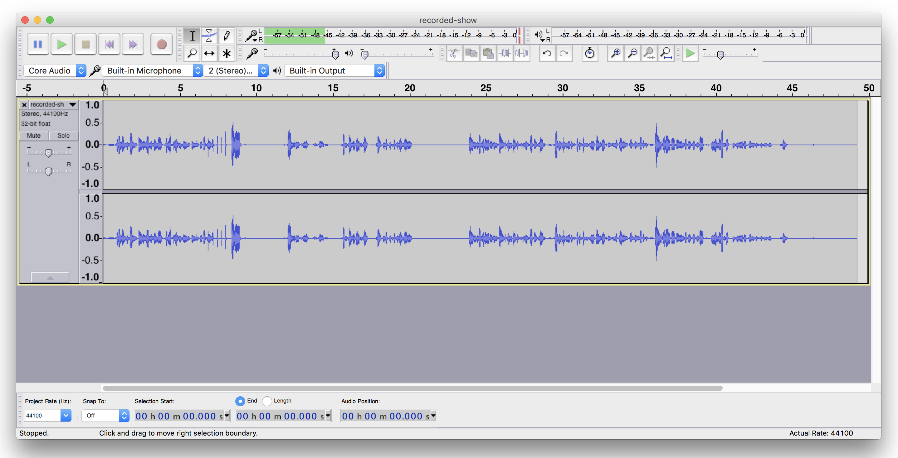 Imported Audio into Audacity radio editing