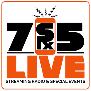 This is the 7Six5 App Logo, a black and orange square with the SIX in an orange iPhone illustration.