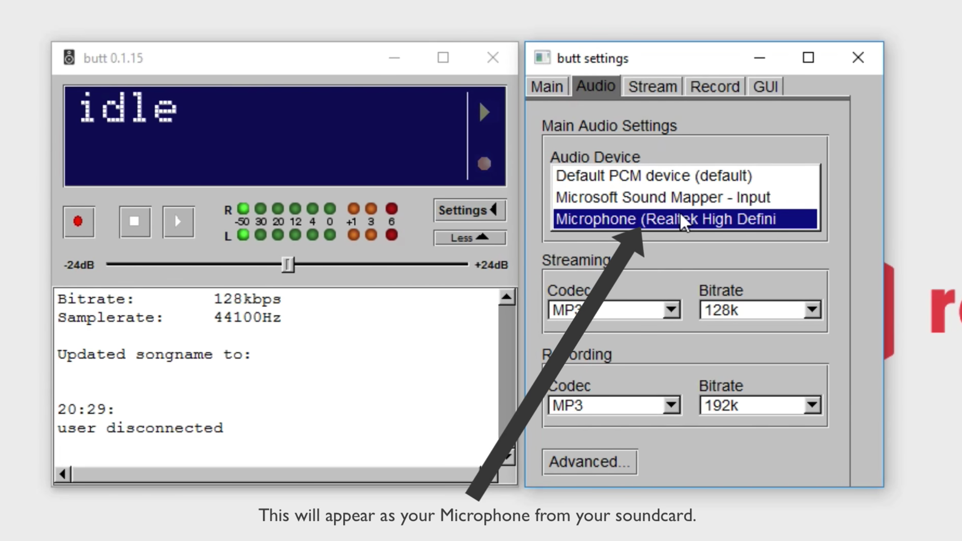 Broadcast a microphone and music