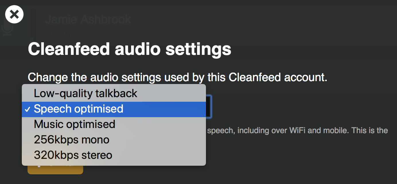 Changing kbps Cleanfeed - Record Live Radio with Listeners