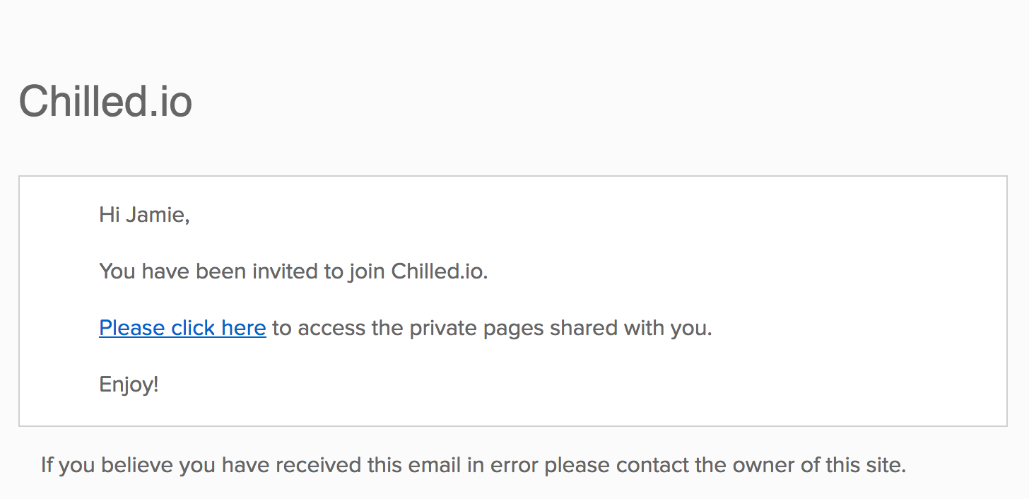 Chilled.io Member Invite Email
