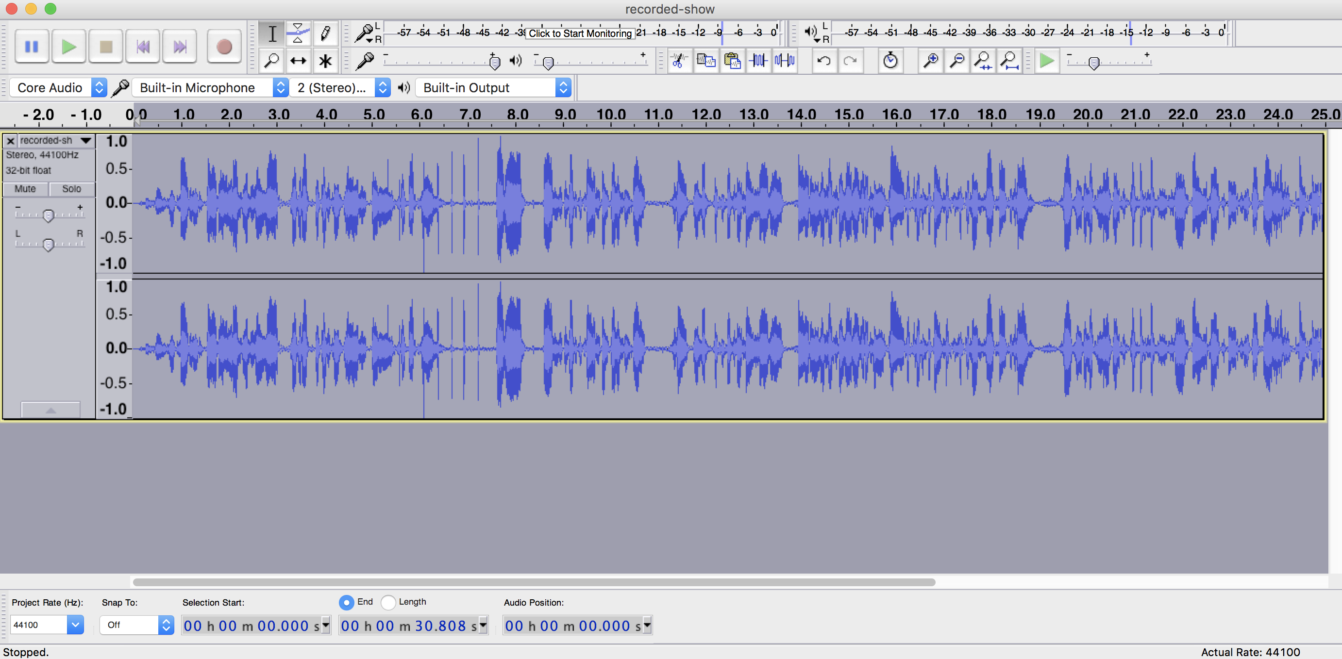 This is an image visualising the Compressed Audio Audacity at the end of the process.