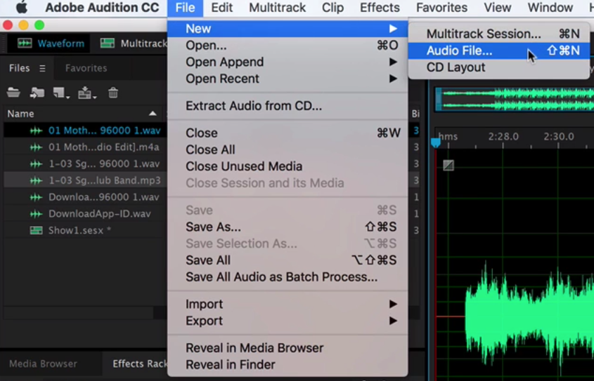 adobe audition recording sound to video