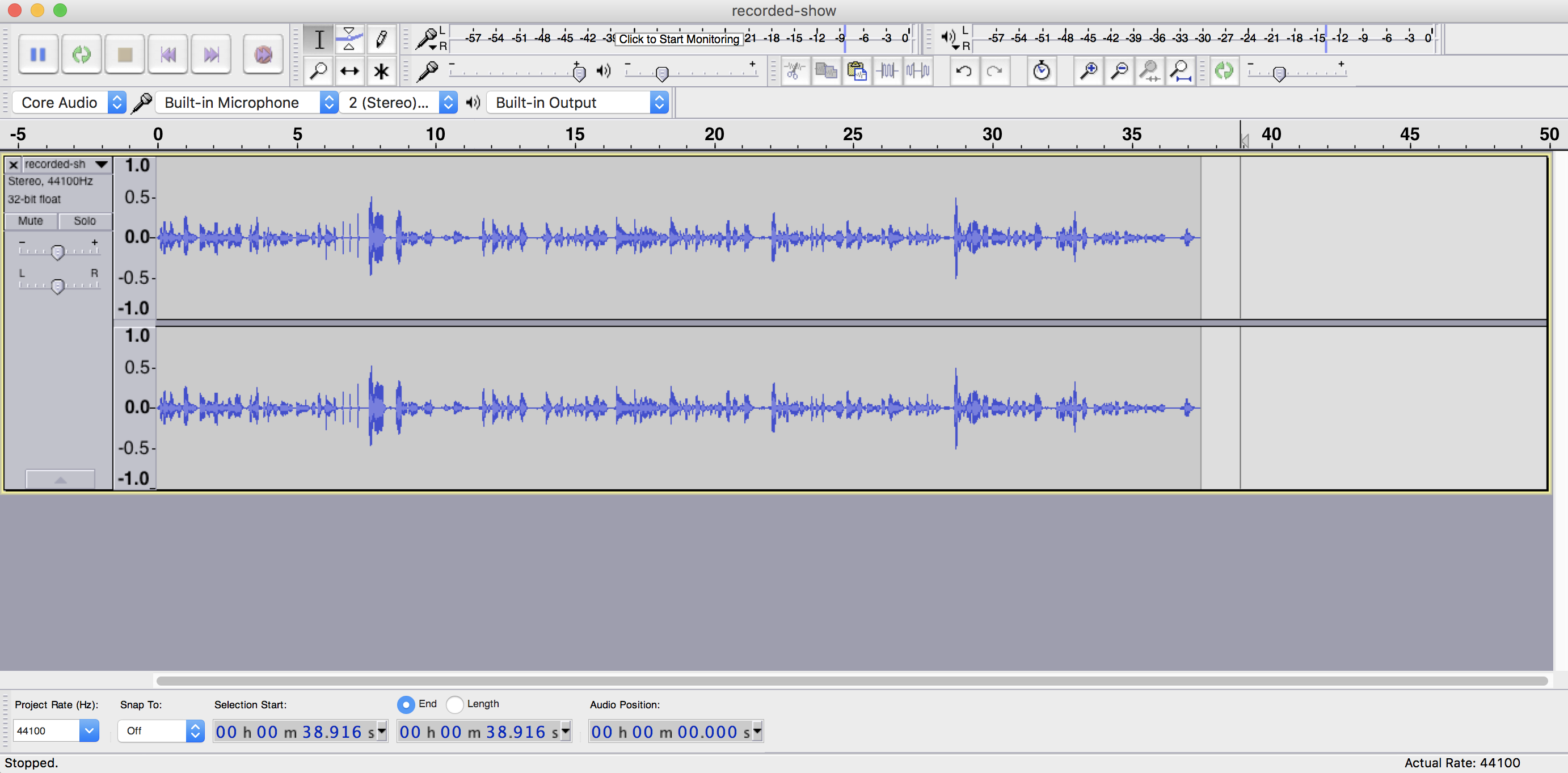 This is a further screenshot of how Cutting Dead Air in Audacity appears.