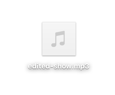 This is a thumbnail of a grey music note titled Edited Show. it is the saved Audacity file. The backdrop is plain white.