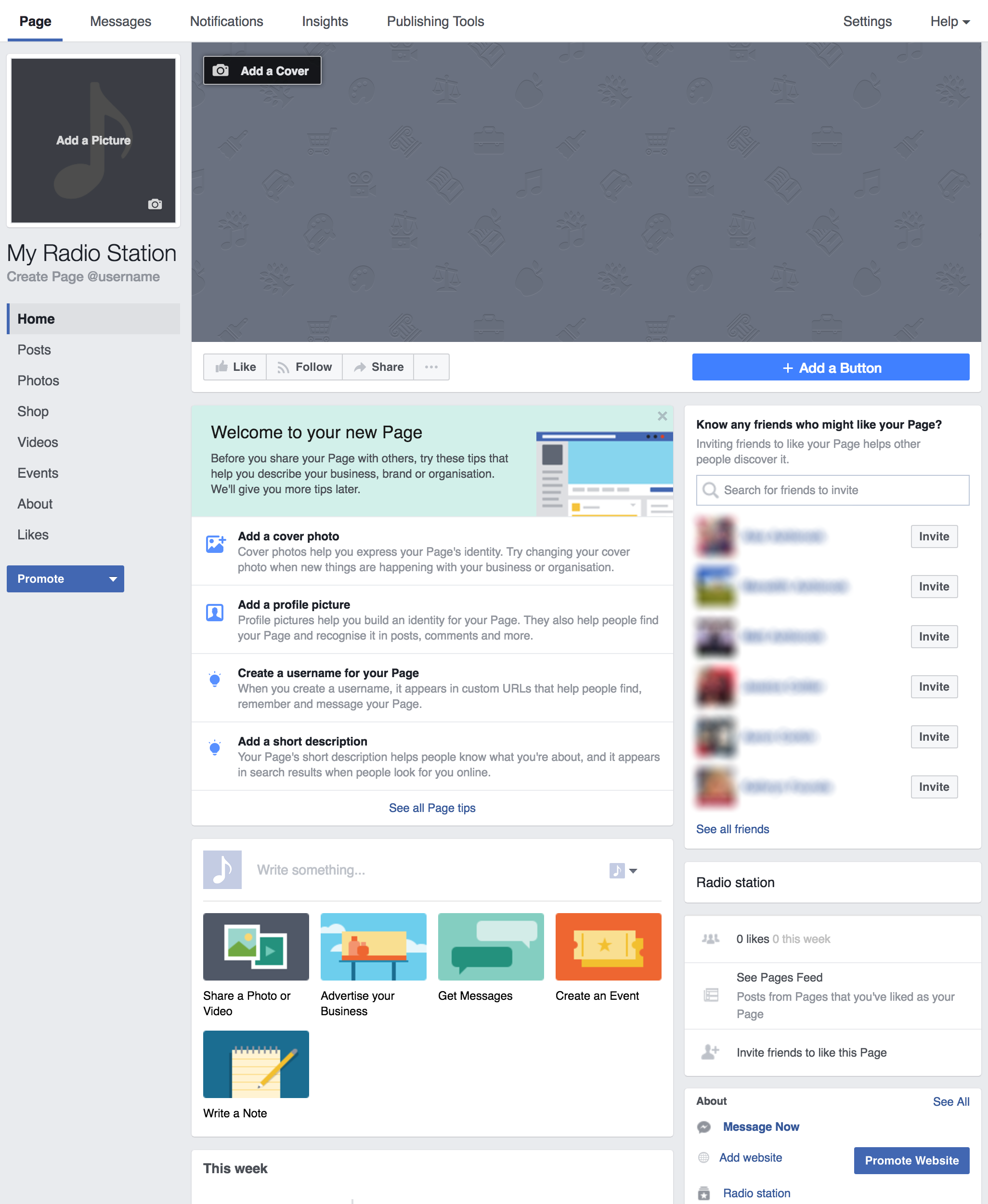 Example Facebook Page - Setup a Radio Station Facebook Page