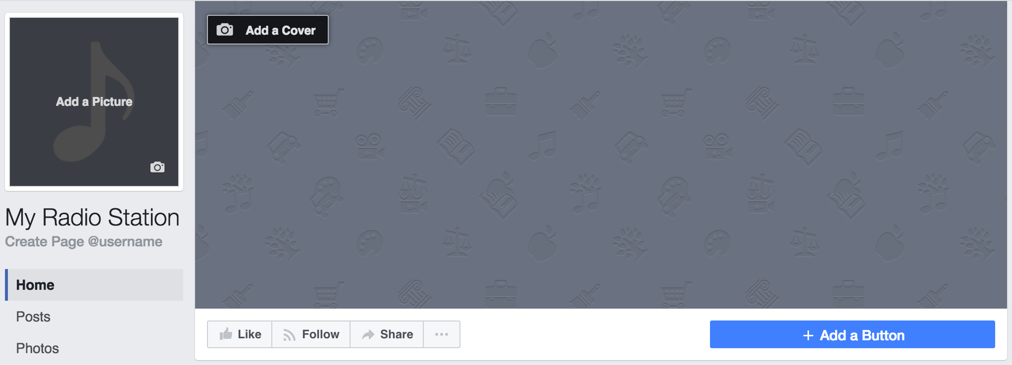 This is a black and green screenshot of the Facebook Page in which one can edit their Profile and Cover Images