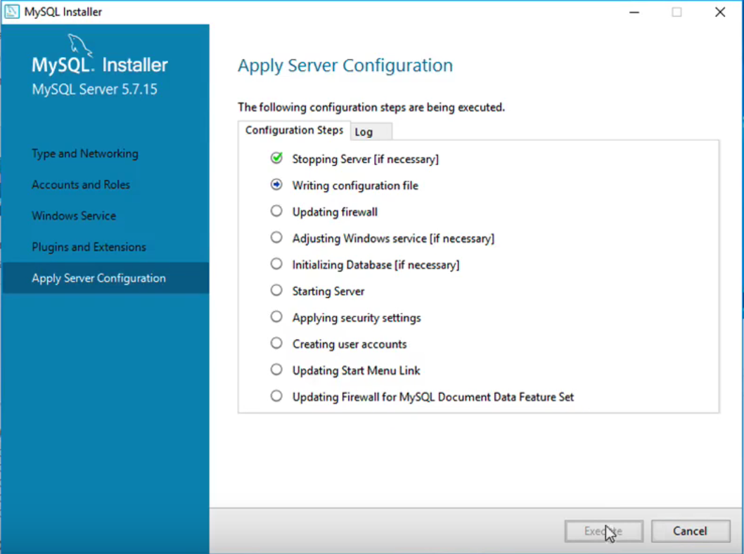 MySQL Setup Step 8