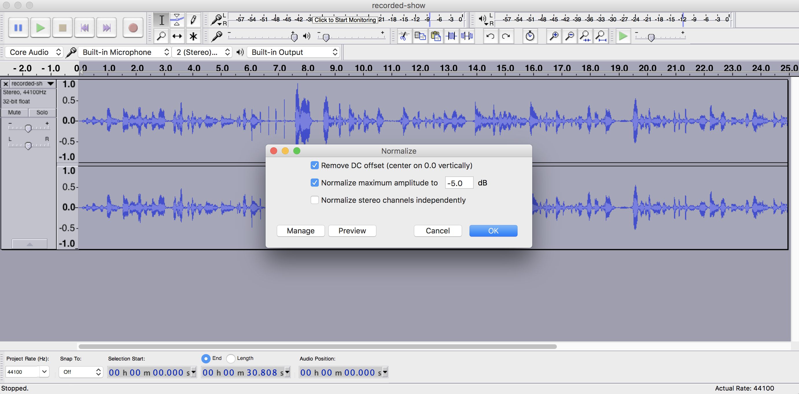 Normalizing Audio Audacity