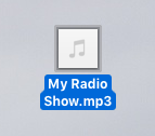 This is a grey music note thumbnail of a stock Recorded Show called My Radio Show.mp3.