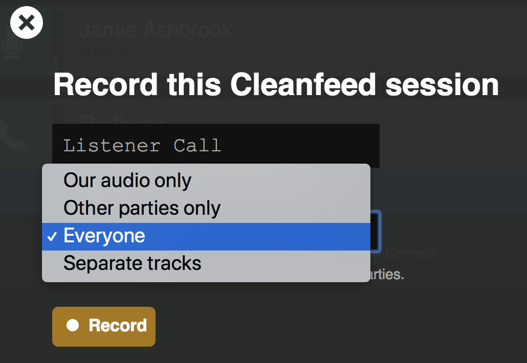 Recording Settings Cleanfeed