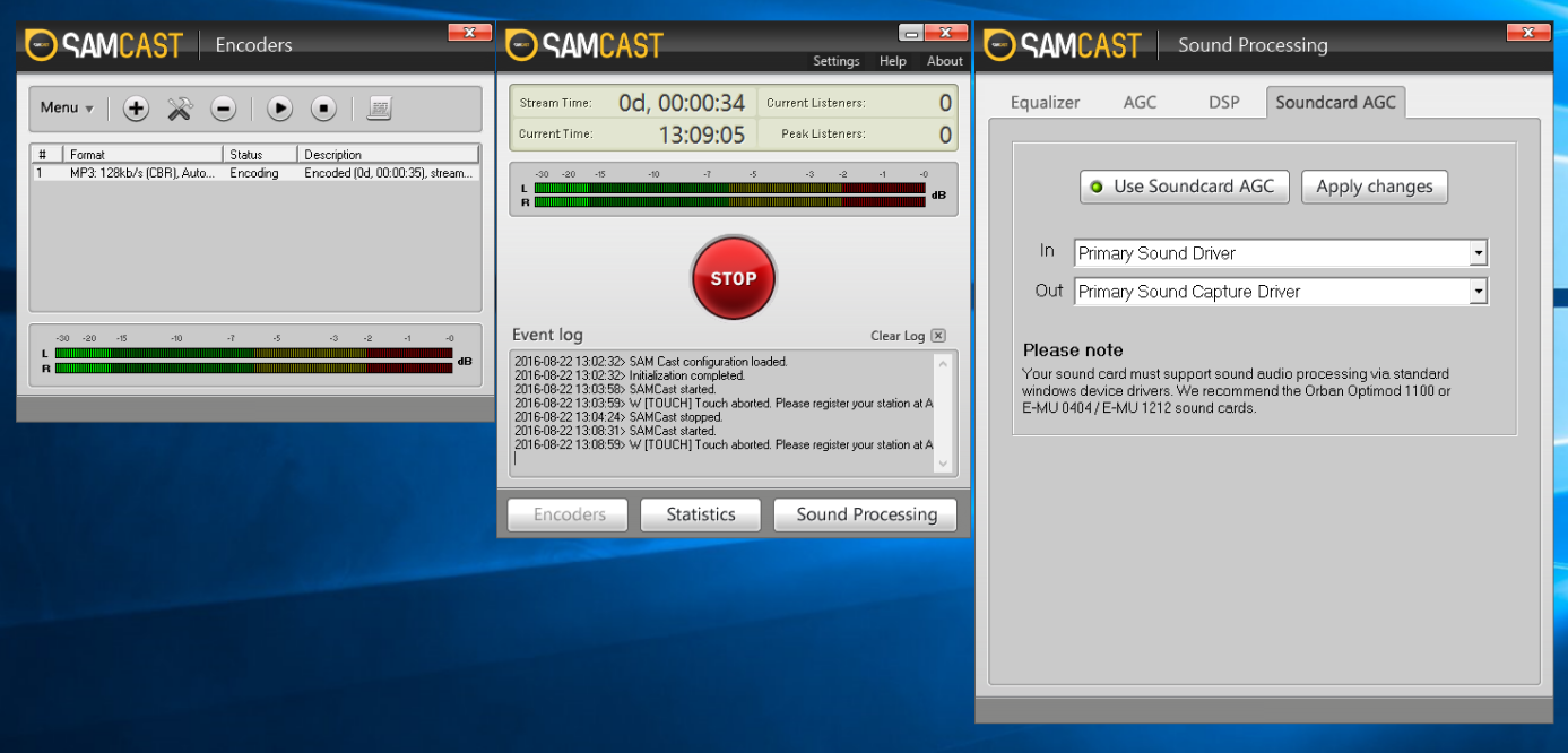 SAM Cast Live Encoder