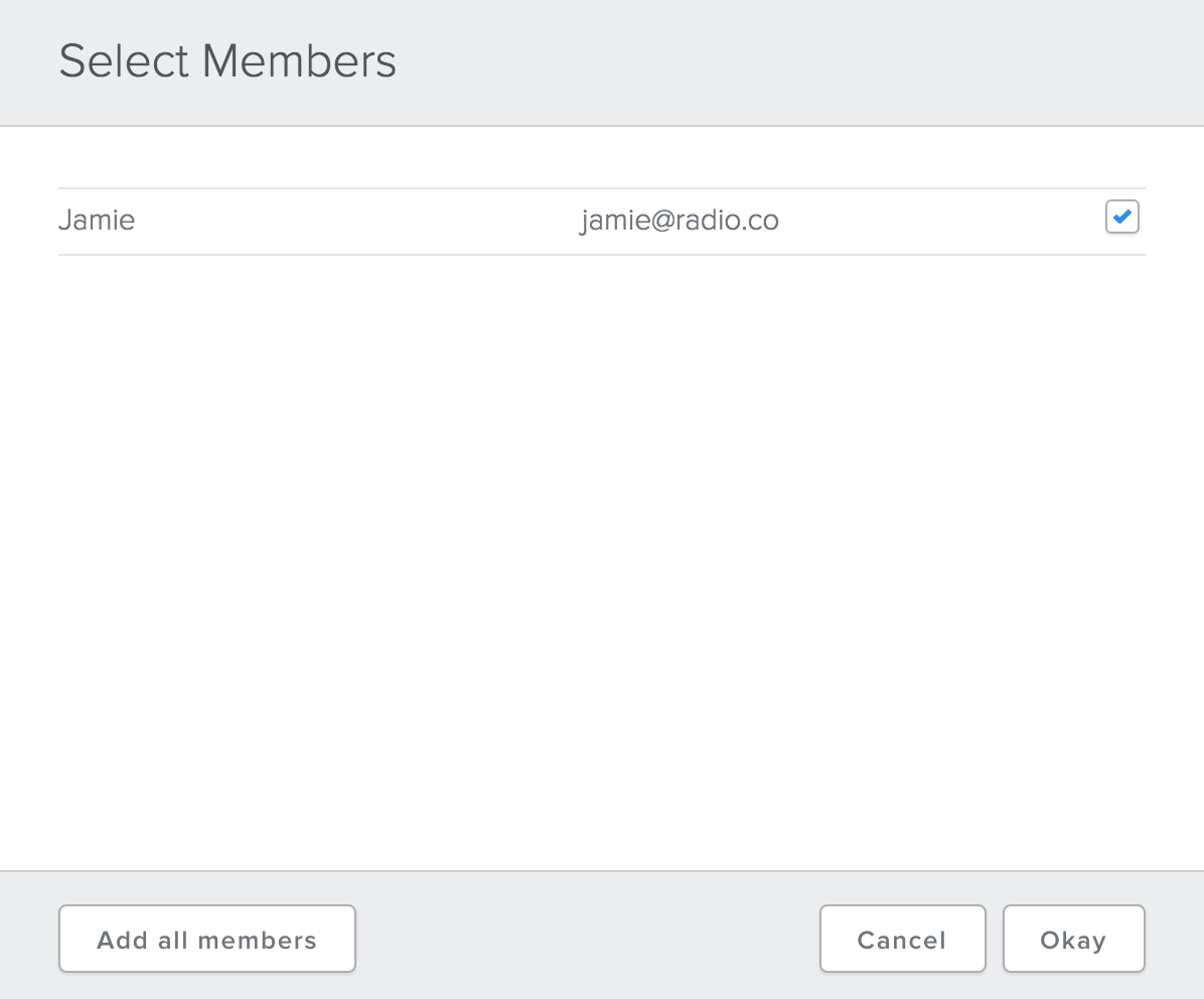 This is a screenshot of Members selection to Join Groups in Chilled.io