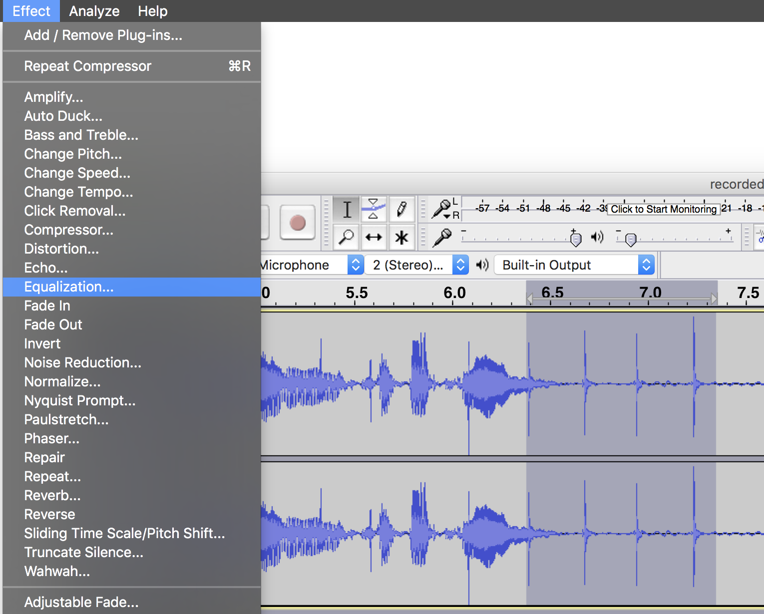 audacity equalization for podcast