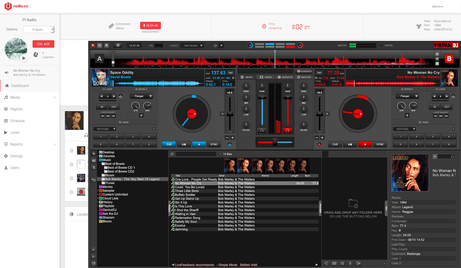 Virtual DJ 8 Connected to Radio.co