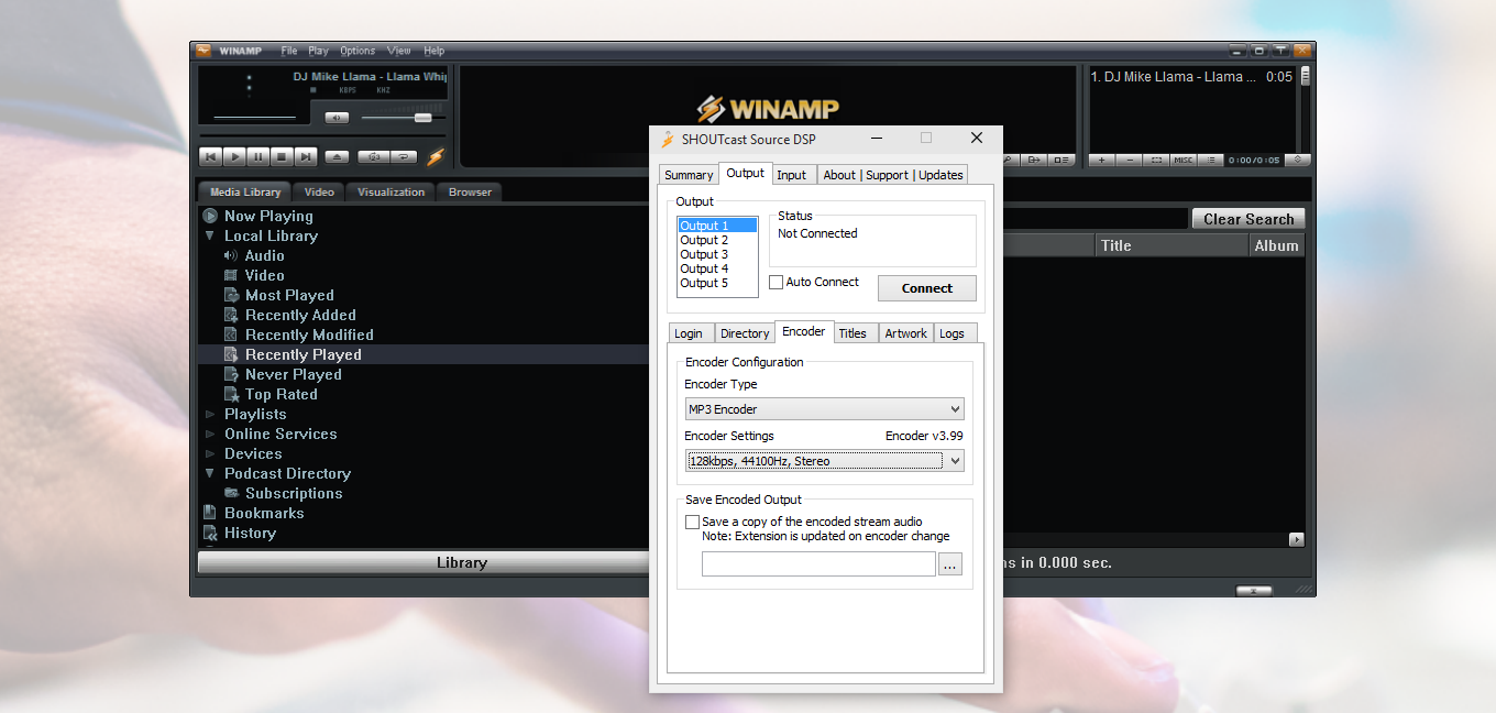 Winamp SHOUTcast DSP Encoder